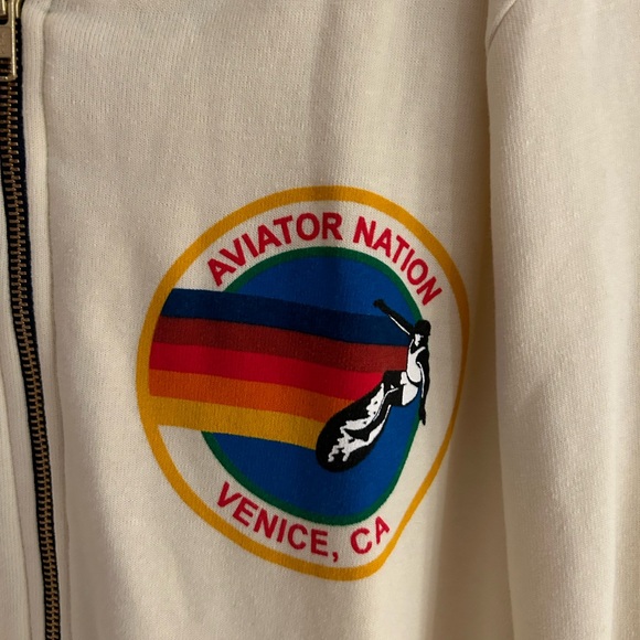 Aviator Nation zip up hoodie. Vintage white XL - Picture 3 of 5